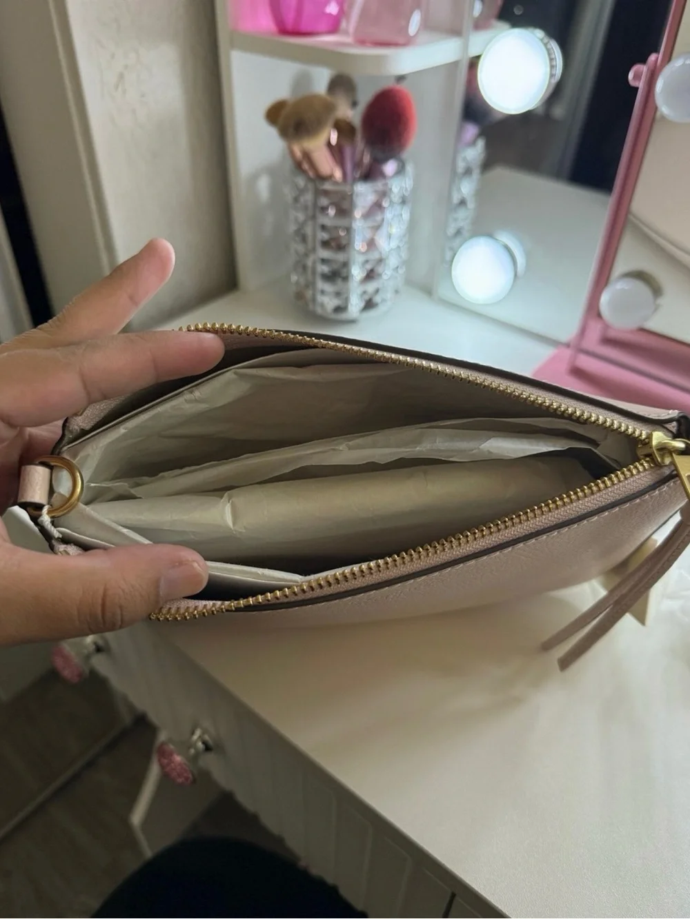 Tory Burch Soft Pink Pebbled Shoulder Bag